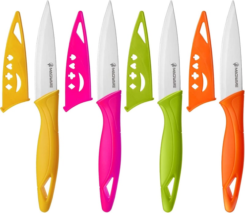 Magiware Paring Knife, 8PCS Paring Knife Set with Cover, Small Kitchen Vegetable Fruit Knives, 3.5 Inch Ultra Sharp PP Handle - Image 1